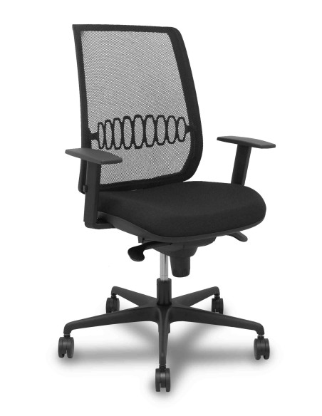 Silla Alares sincro malla negra bali negro brazo regulable base acero negro