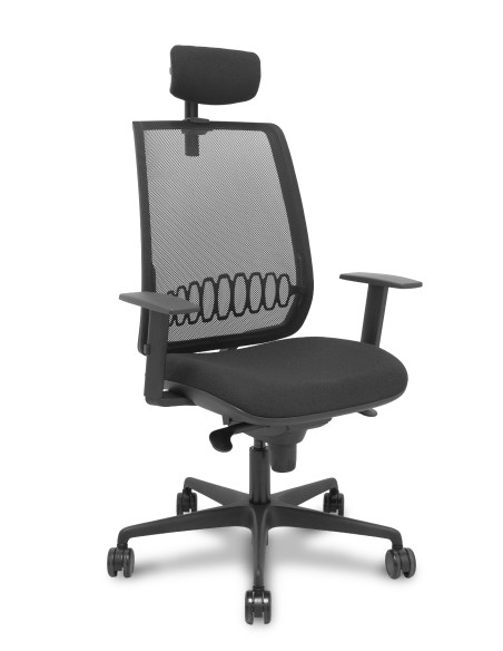 Silla Alares sincro malla negra bali negro brazo regulable cabecero regulable