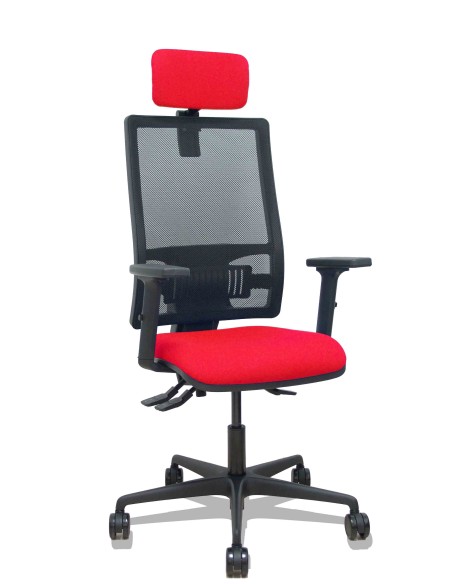 Silla Bormate asincro malla negra asiento bali rojo brazos 2D ruedas 65mm cabecero regulable