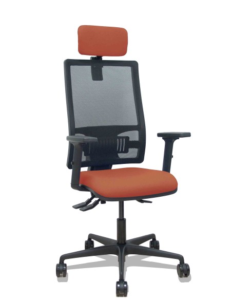 Silla Bormate asincro malla negra asiento bali marrón brazos 2D ruedas 65mm cabecero regulable