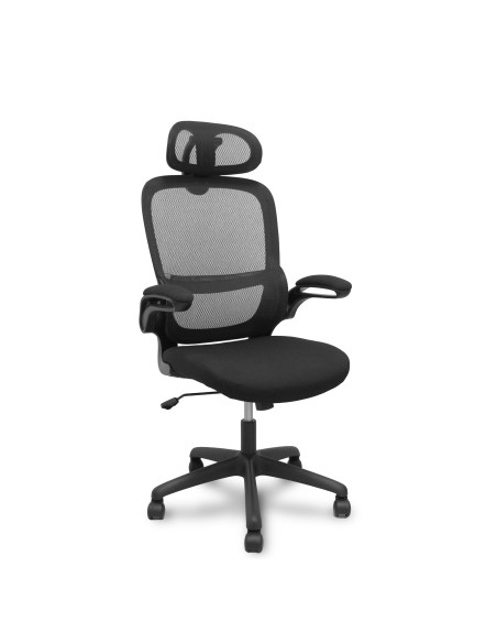 Silla Pro525 respaldo malla negro asiento tela color negro y cabecero