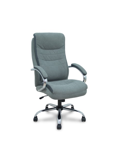 Sillón Opti533 basculante tapizado tela color gris base cromo ruedas nailon