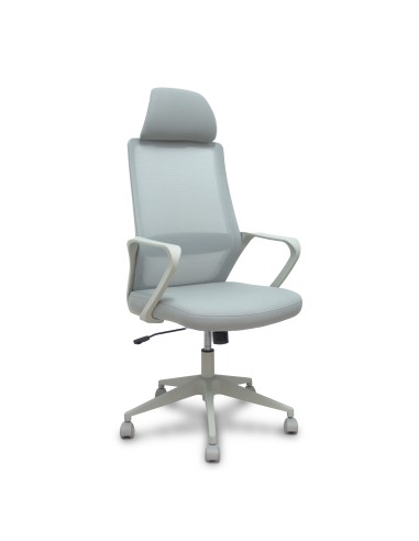 Silla Pro534 gris respaldo malla gris asiento tela gris base piramidal gris ruedas nailon