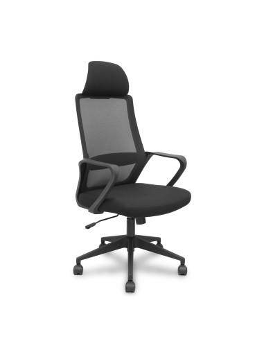 Silla Pro534 negra respaldo malla negro asiento tela negro base piramidal negra ruedas nailon