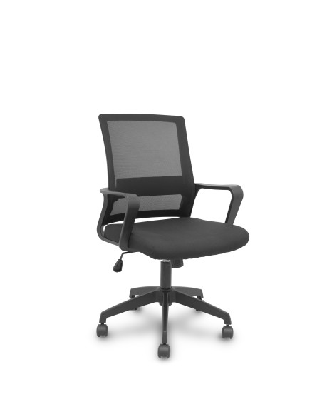 Silla Ergo535 negra basculante respaldo malla negro asiento tela negro ruedas nailon
