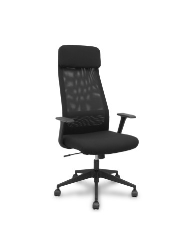 Silla Pro536 basculante tela negra brazos fijos