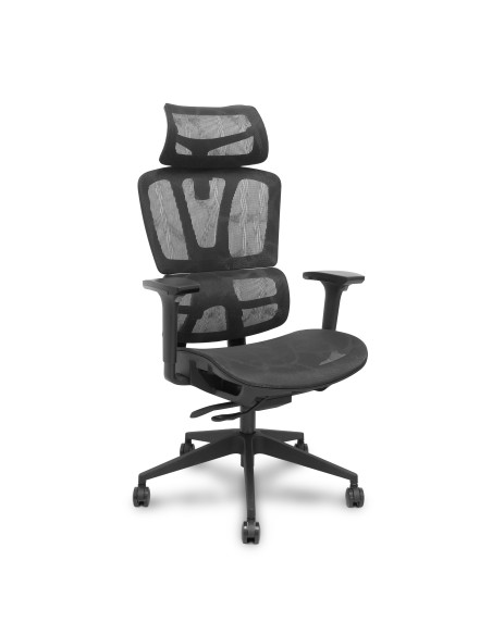 Silla Pro537 traslack malla negra brazos 3D ruedas nailon 60 mm