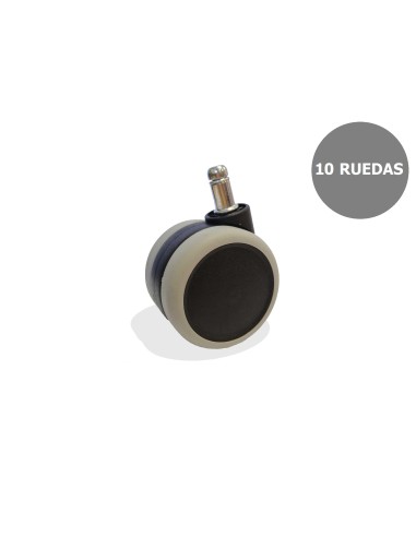 Kit de 10 ruedas engomadas de 65mm perno 11 mm