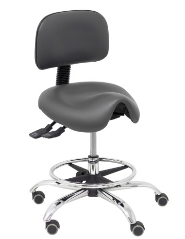 Taburete Zarza similpiel gris oscuro