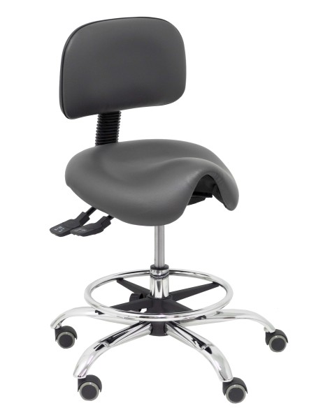 Taburete Zarza similpiel gris oscuro