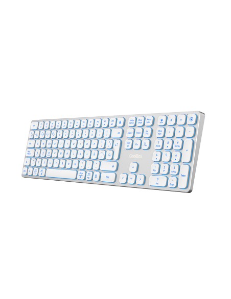 TECLADO INALAMBRICO RETROILUMINADO MOONLIGHT KEY B431 USB-C+BT5.1+RF2.4G BLANCO DE ALUMINIO