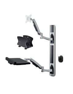 Estación de Trabajo Soporte de Pared para Monitor VESA de 27 Pulgadas (10kg) con Bracket para CPU / Ordenador y Bandeja para Tec