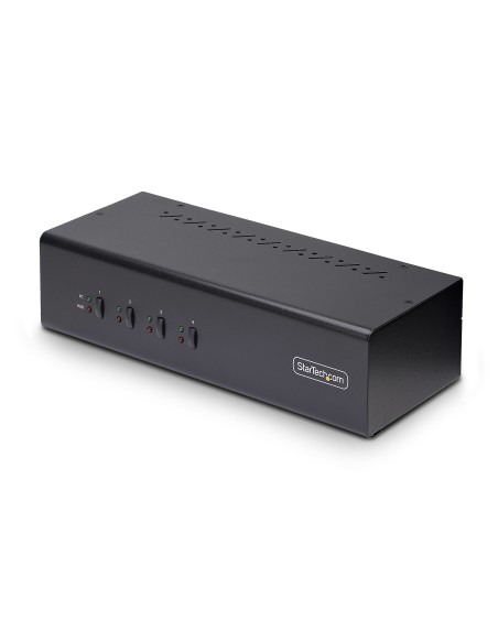Switch Conmutador KVM de 4 Puertos y 2 Monitores DisplayPort - 4K 60Hz - Hub Ladrón 2 Puertos USB 5Gbps - 2x USB 2.0 HID - Tecla