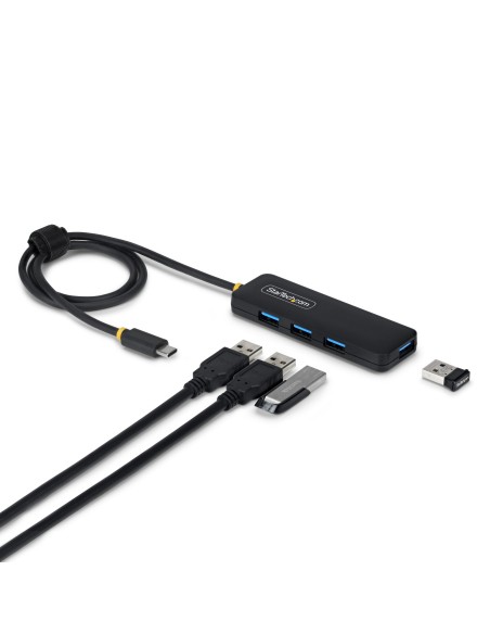 Hub USB-C de 4 Puertos A - 5 Gbps - Ladrón USB Alimentado por el Bus - Concentrador Tipo C a 4 Puertos A - Plástico PCR - Cable 