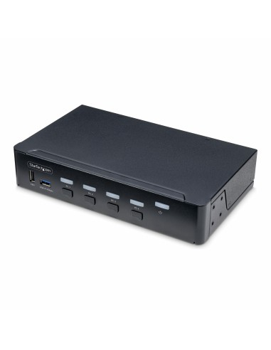 Switch KVM de 4 Puertos DisplayPort para Un Monitor - 4K 60Hz - Hub Ladrón de 6 Puertos USB - TAA - DisplayPort 1.2 - Independie