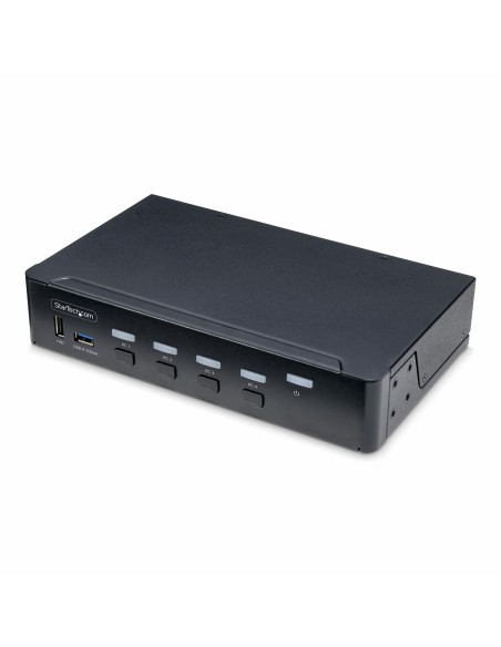Switch KVM de 4 Puertos DisplayPort para Un Monitor - 4K 60Hz - Hub Ladrón de 6 Puertos USB - TAA - DisplayPort 1.2 - Independie