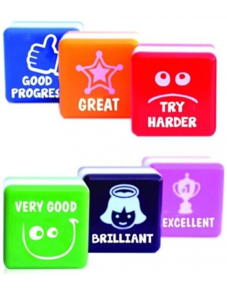 ESTUCHE 6 SELLOS DE MOTIVACION EN INGLES 25X25MM