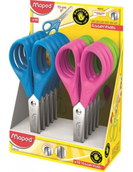 EXP 10 TIJERA ESCOLAR 13CM ZURDOS ESSENTIALS MAPED