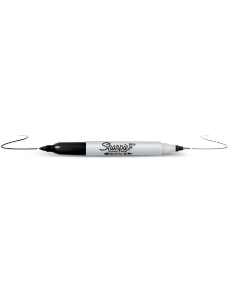 Twin Tip marcador permanente Punta fina Negro 12 pieza(s)