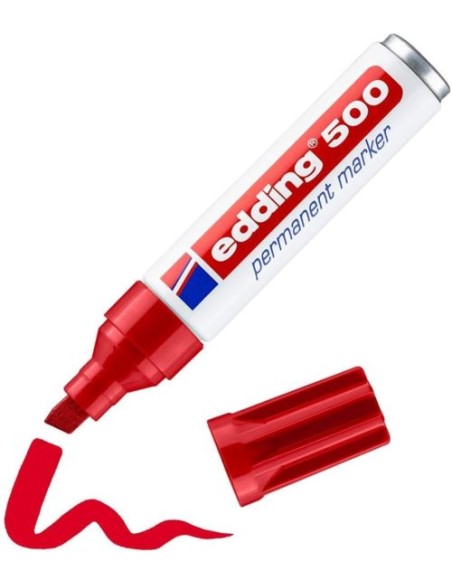 c 10 Rotulador Edding 500 rojo marcador punta biselada
