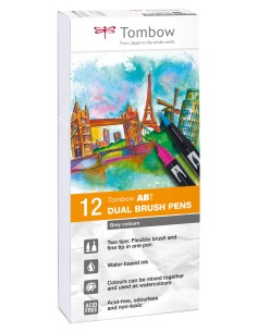 ABT Dual Brush Pen Set rotulador Gris 12 pieza(s)