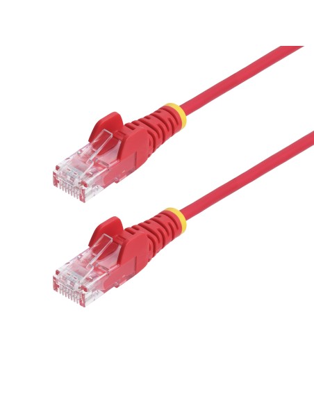 Cable de Red Ethernet CAT6 Delgado sin Enganches Rojo de 5m - Cable RJ45 Snagless Slim 28AWG - Alambre de Cobre Puro - PoE 100W 