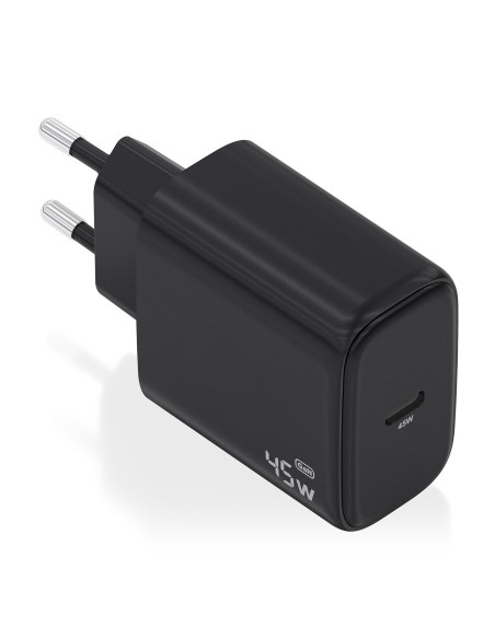 Cargador GaN 45W, 1xUSB-C PD3.0, Negro