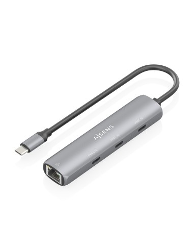 Dock USB-C A Ethernet Gigabit + Hub 3xUSB-C, Gris, 15cm