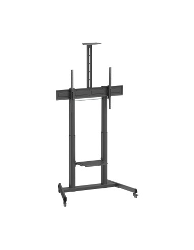 Soporte De Suelo Eco Con Ruedas Y Manivela, Bandeja Para DVD Y Soporte De Camara Para Monitor/TV 120kg De 60"-100", Negro