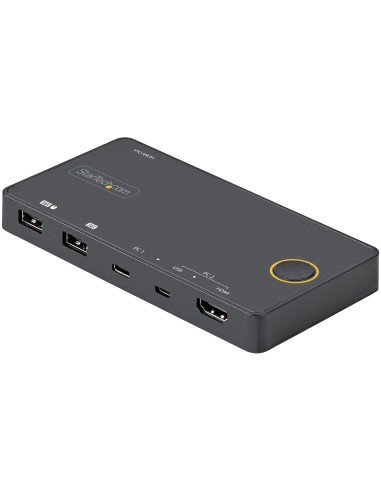 Switch Conmutador de 2 Puertos Híbrido USB-A HDMI y USB-C para 1 Monitor HDMI 2.0 4K de 60Hz para Ordenador de Sobremesa o Portá