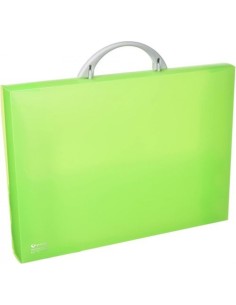 Maletin portadocumentos polipropileno verde claro 345x245x40 mm con asa abatible y broche