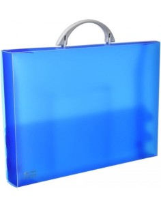 Maletin portadocumentos polipropileno azul 345x245x40mm con asa abatible y broche