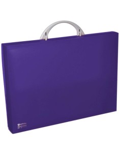 Maletin portadocumentos polipropileno violeta 345x245x40 mm con asa abatible y broche