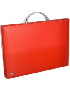 Maletin portadocumentos polipropileno rojo 345x245x40 mm con asa abatible y broche