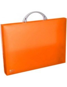 Maletin portadocumentos polipropileno naranja 345x245x40 mm con asa abatible y broche