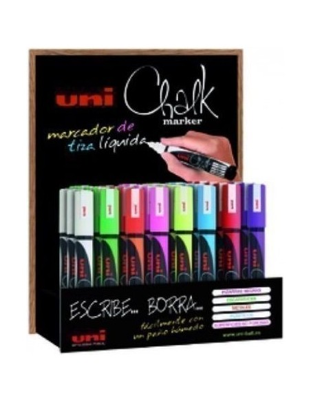Exp 36 rotuladores tiza liquida uni chalk marker surtidos pwe m5