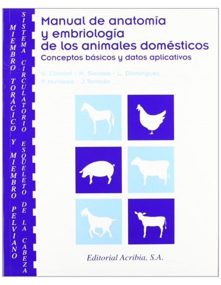 MANUAL DE ANATOMIA EMBRIOLOGIA DE LOS ANIMALES DOMESTICOS CONCEPTOS BASICOS DATOS APLICATIVOS MIEM