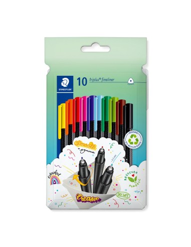 334 C10 rotulador de punta fina Superfino Negro, Azul, Marrón, Verde, Azul claro, Verde claro, Naranja, Rosa, Rojo, Amarillo 10 