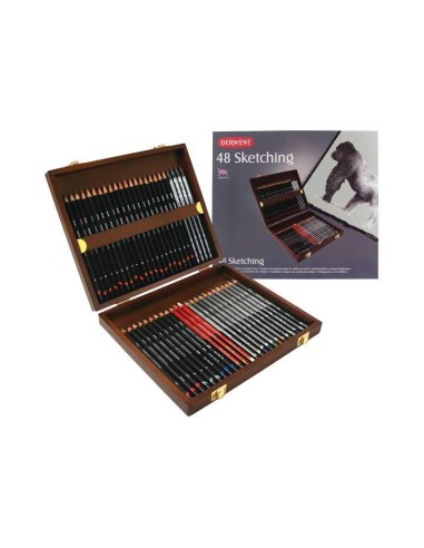 CAJA MADERA 48 LAPICES DERWENT SKETCHING