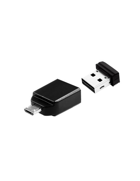 Nano - Unidad USB de 16 GB con adaptador Micro USB - Negro