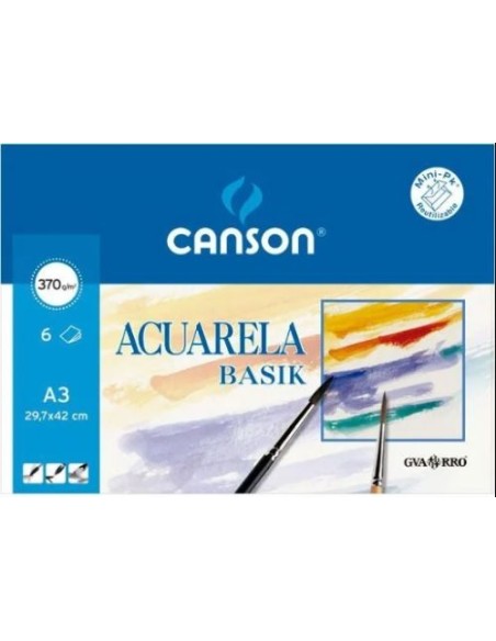 Bloc dibujo espiral basik acuarela y tempera a3 370g