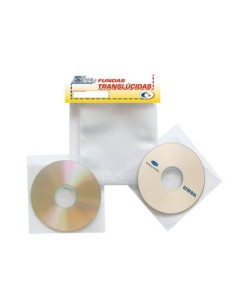PACK DE 100 FUNDAS CD-DVD PP TRANSPARENTE NO ADHESIVAS CON SOLAPA 3L 10297