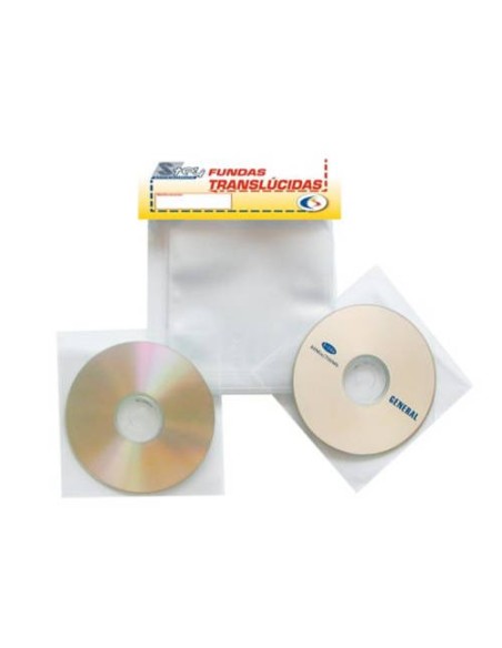 PACK DE 100 FUNDAS CD-DVD PP TRANSPARENTE NO ADHESIVAS CON SOLAPA 3L 10297