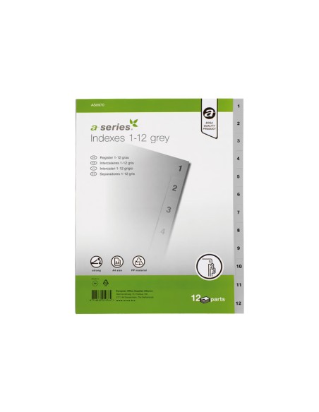 INDICE A-SERIES 1-12 PP A4 GRIS AS0970