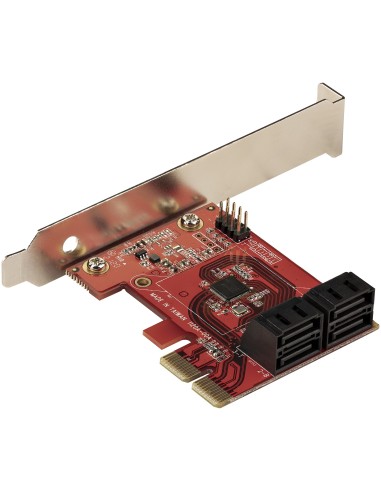 Tarjeta PCIe Controladora SATA de 4 Puertos - Tarjeta de Expansión PCI Express SATA - 6Gbps - Perfil Bajo/Completo - Conectores