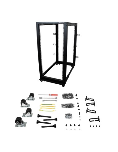 Rack 25U Móvil de Marco Abierto de 4 Columnas para Servidores - Rack de Cuatro Columnas 19 Pulgadas para Equipo de Red e Inform