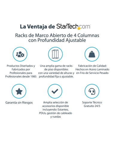 Rack 25U Móvil de Marco Abierto de 4 Columnas para Servidores - Rack de Cuatro Columnas 19 Pulgadas para Equipo de Red e Inform