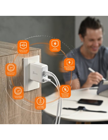 Cargador USB-C® GaN de 70W y 4 puertos