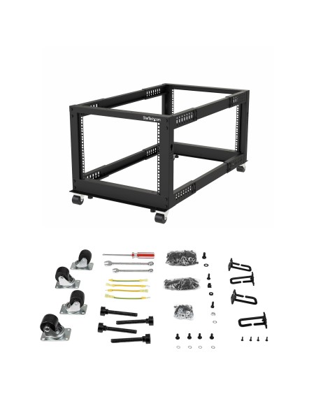 Rack 8U Móvil de Marco Abierto de 4 Columnas para Servidores - Rack de 19 Pulgadas para Equipo de Red e Informático - Rack Comp