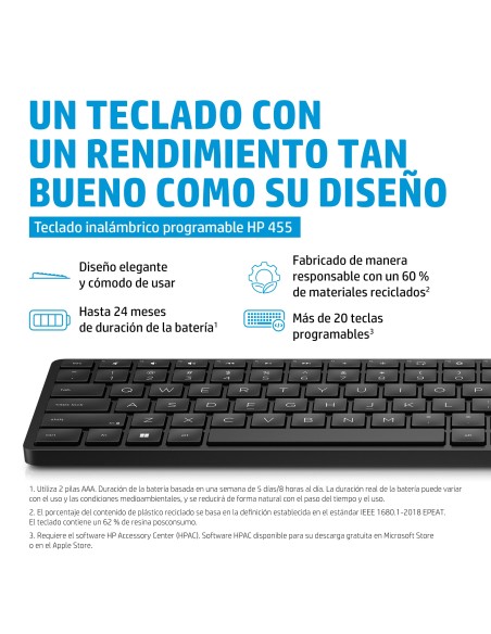 Teclado inalámbrico programable 455 Teclado inalámbrico programable 455